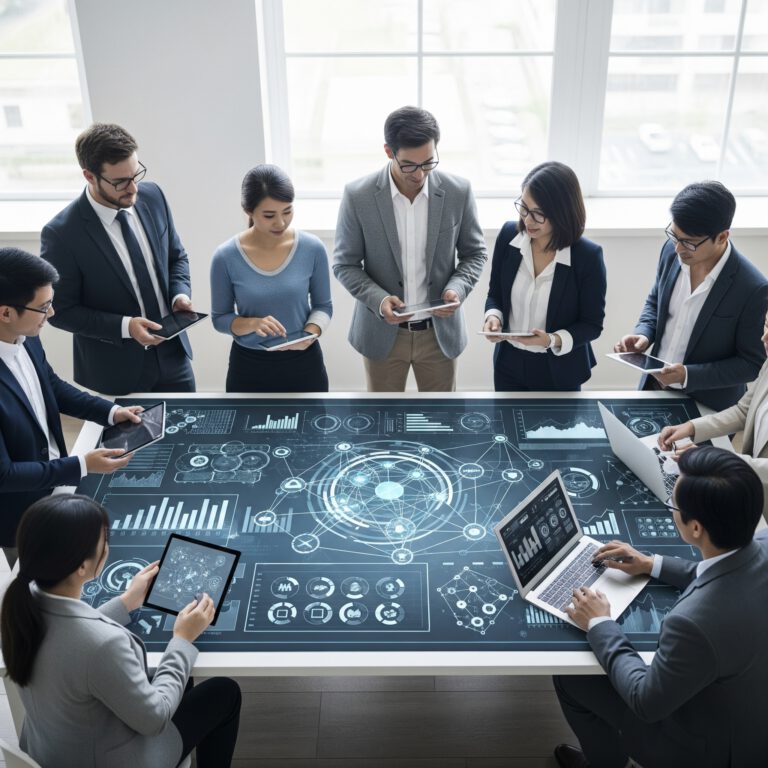 Menschen an Touchscreen